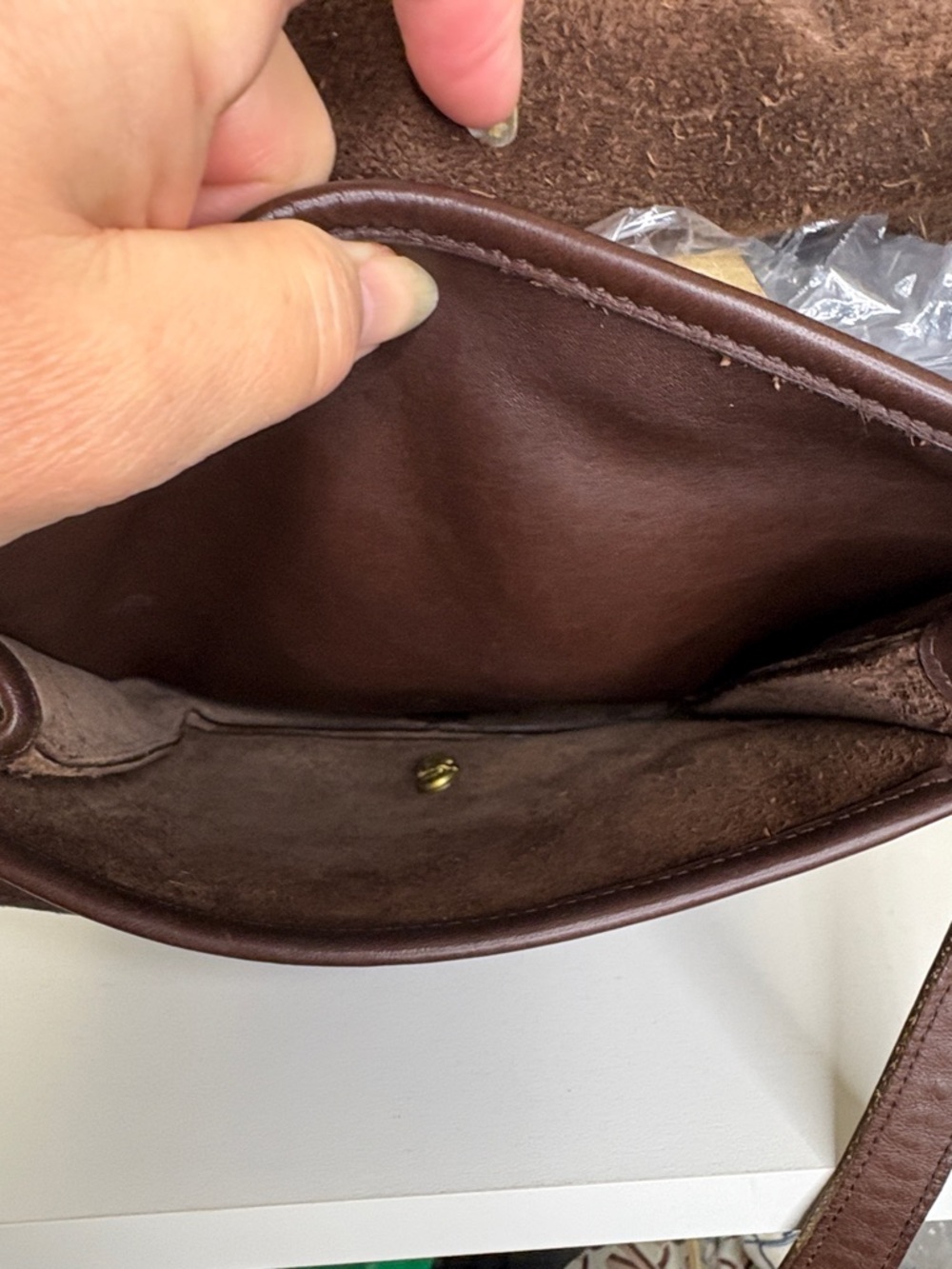 Vintage Coach Station Bag Dark Brown Leather Crossbody Satchel with COA - Picture 7 of 10